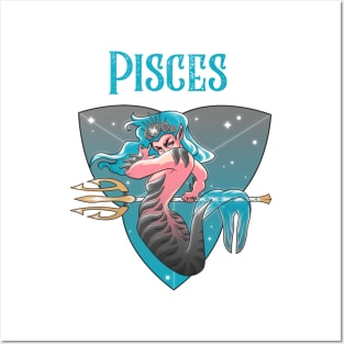 Pisces Zodiac Beautiful Female Posters and Art